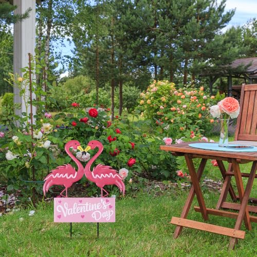 hogardeck Valentines Day Decorations Outdoor, Metal Flamingos Decorative Garden Stakes for Valentines Decor, Valentine's Day Yard Sign for Home Outside Lawn Porch Anniversary Wedding Party by hogardeck - Image 6