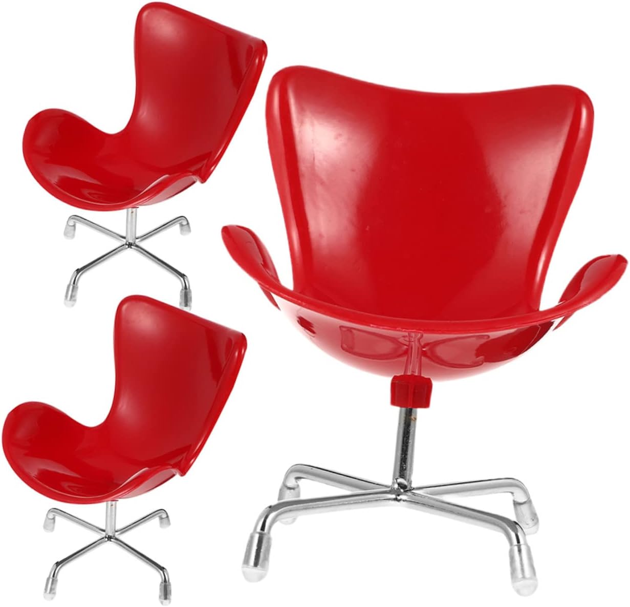 SAFIGLE 3pcs 6 Points Egg Chair Desktop Decor Desktop Toys Mini Dolls Simulation Chair Dollhouse Sofa Miniature Sofa Chair Plastic Red Miniature Armchair Toy Miniature House Chair Child