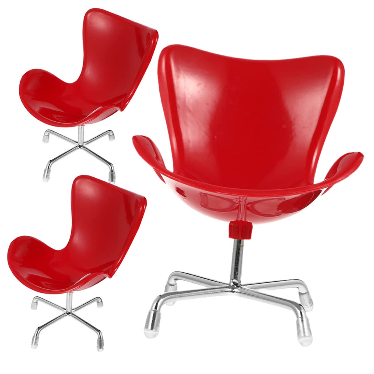 SAFIGLE 3pcs 6 Points Egg Chair Desktop Decor Desktop Toys Mini Dolls Simulation Chair Dollhouse Sofa Miniature Sofa Chair Plastic Red Miniature Armchair Toy Miniature House Chair Child