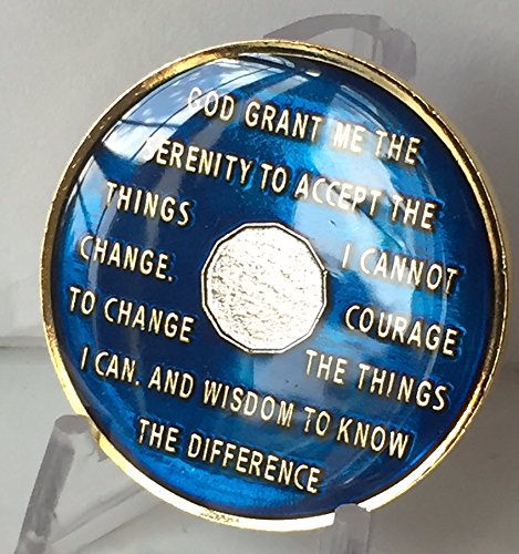 Bright Star Press 11 Year Midnight Blue AA Alcoholics Anonymous Medallion Chip Tri Plate Gold & Nickel Plated