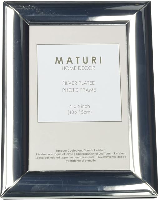 Maturi 4 x 6-inch Curved Edge Photo Frame, Silver Plated UNPF6-46