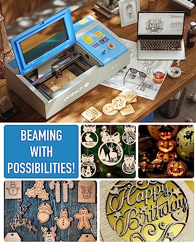 Omtech 40W Co2 Laser Engraver, 8"X12" Desktop K40+ Laser Engraving Machine For Home Use, Lightburn Compatible Laser Engraver Cutter With Adjustable Laser Head Air Assist Water Pump For Wood Glass More #TOP1
