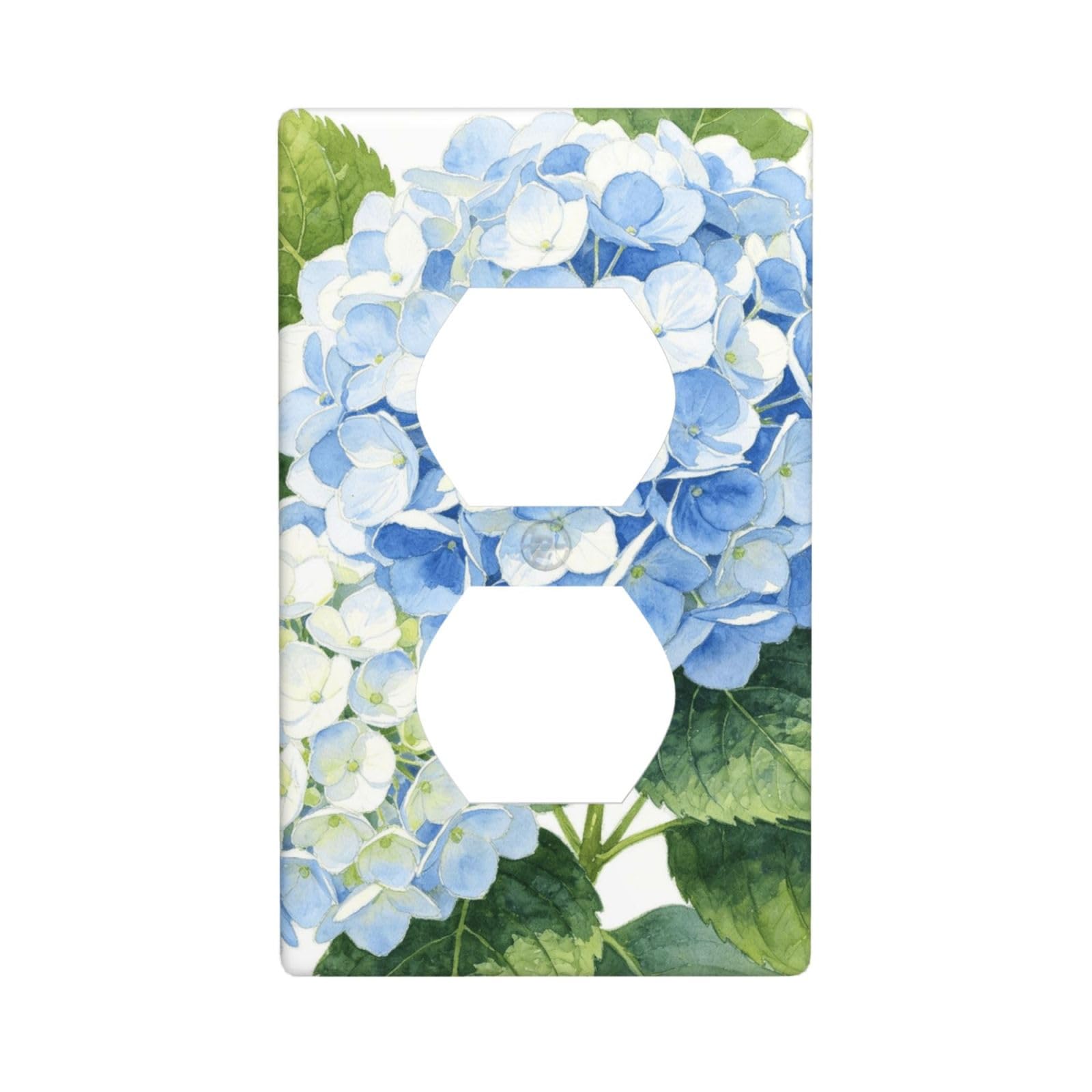Blue Round Bloom Decorative Switch Plate Cover-Unbreakable Polycarbonate Wall Plate for Home Office, 1 Gang with Screws