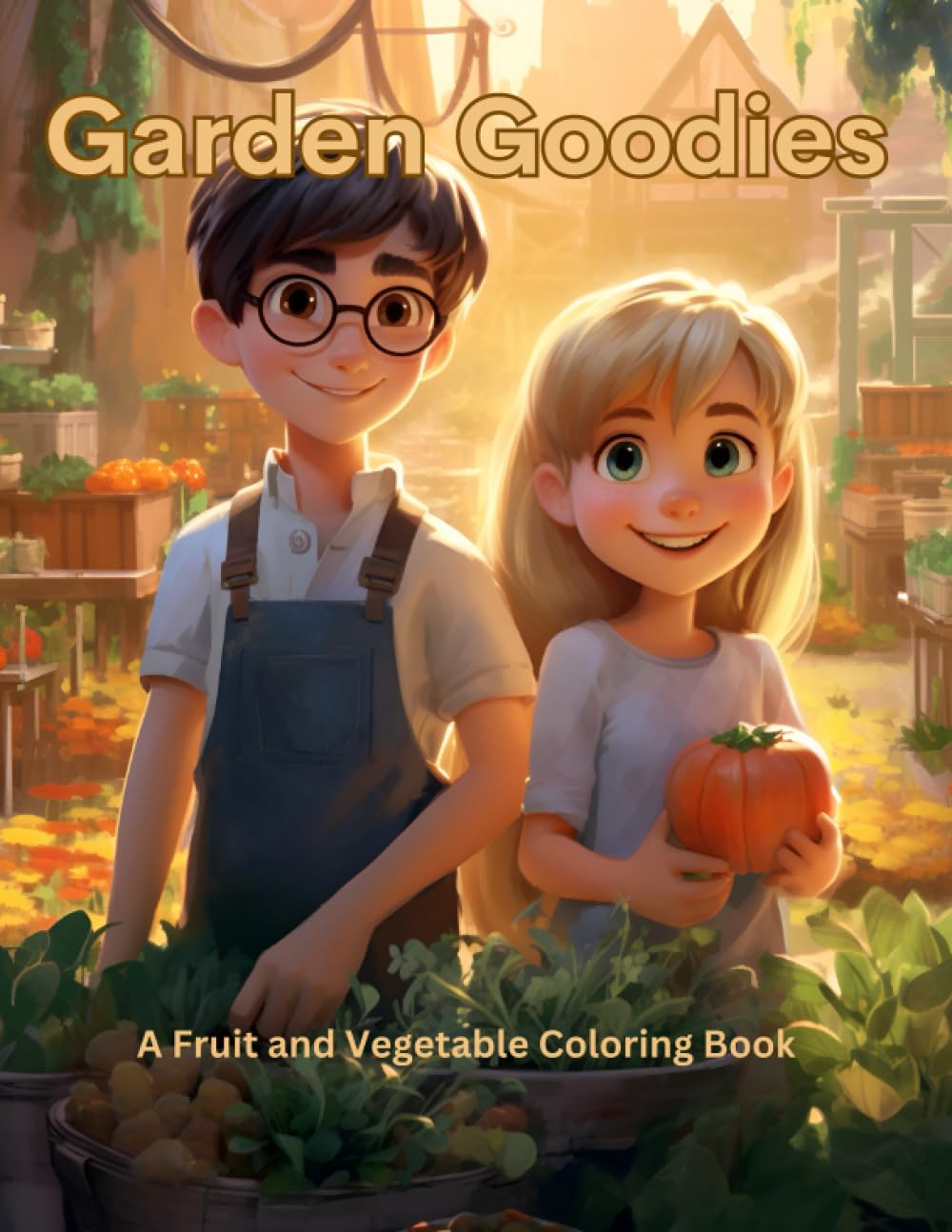 Garden Goodies: A Fresh and Fun Educational Coloring Book for Kids 4-8: Fun Pages of Fruit Vegetables and Herbs with Hollow Lettered Names to Fill