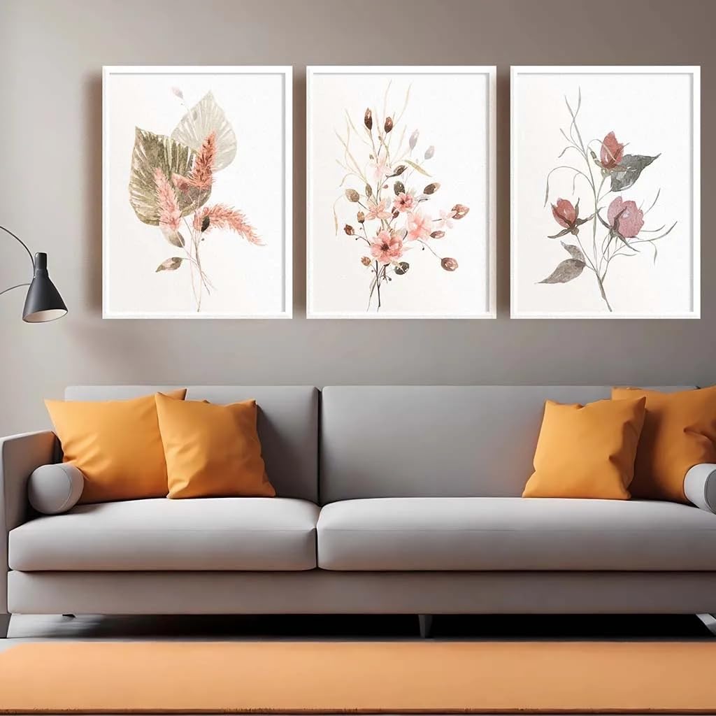 GOSRD Plant Flower Wall Art,Nordic Botanical Canvas Painting Minimalist Poster Print For Living Room Bedroom Decoration(50x75cm-3Pcs)