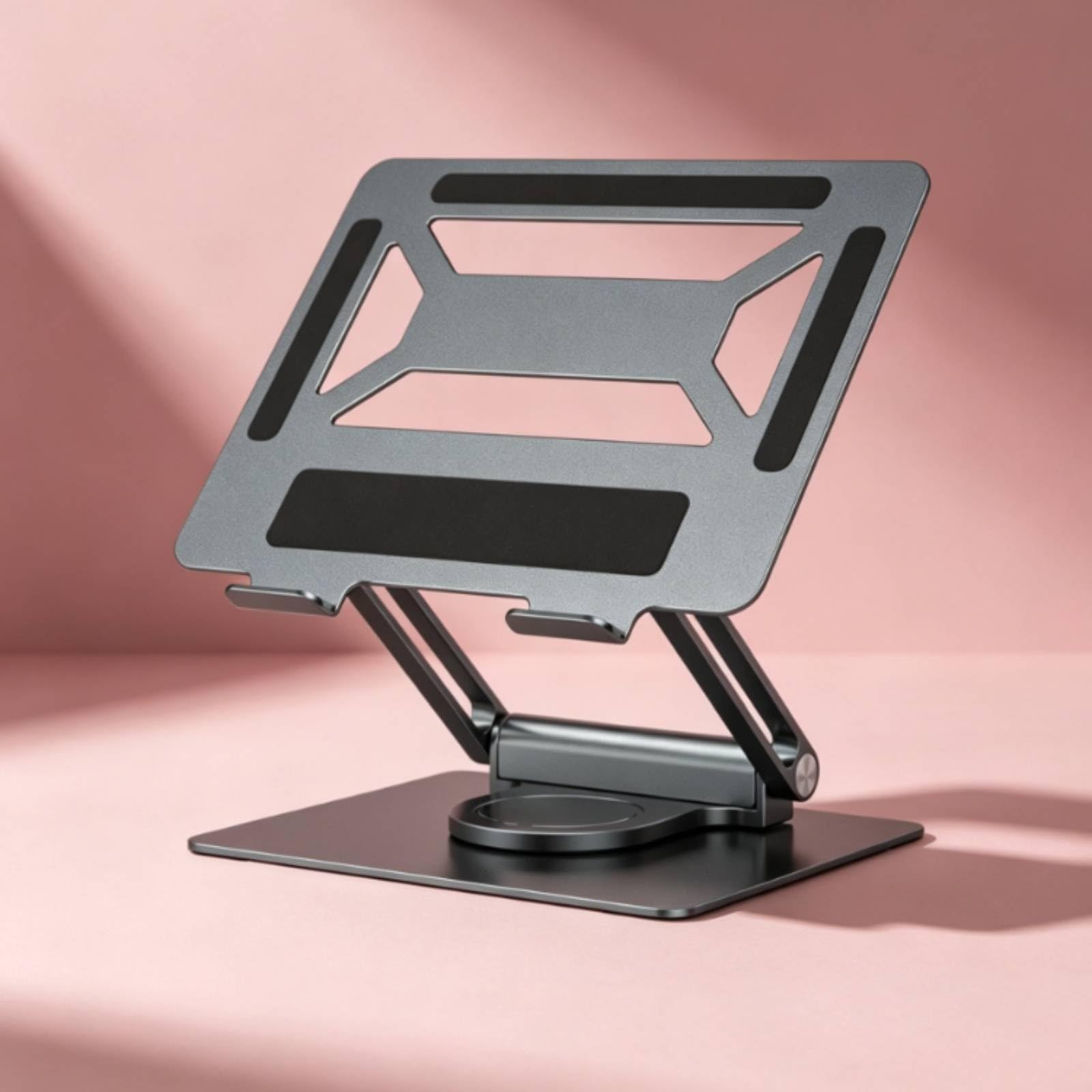 Supporto Laptop con Docking Integrata Supporto Notebook Riser Regolabile Pieghevole Struttura a Snodo in Lega D Alluminio Base Stabile con Usb Adatto per Ufficio, Argento