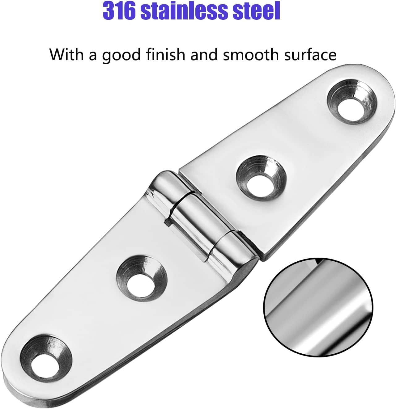 Boat Strap Marine Hinge, 4 x 1 Inch (102mm X 26 mm), Stainless Steel, 316 Grade With Screws (6 PCS)