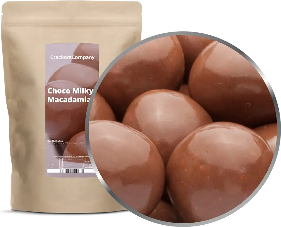 1 x 600g Macadamia Nüsse mit Vollmilchschokolade, die Königin der Nüsse mit zartschmelzender Vollmilchschokolade vegetarisch