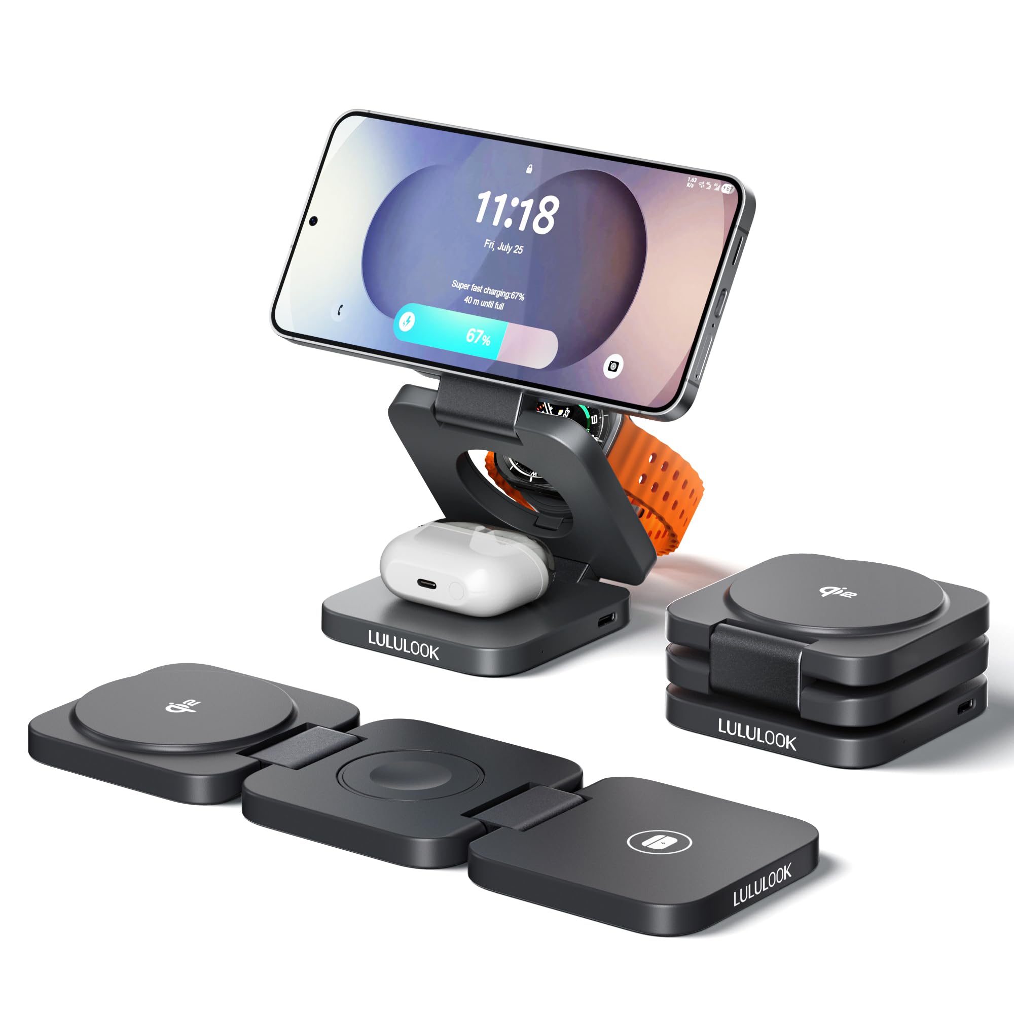 Amazon.com: LULULOOK Qi2 Foldable 3 in 1 Wireless Charging Station