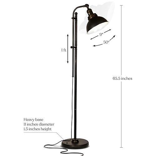 Miniatura 4 de Brightech Dylan - Lámpara de pie industrial para salas de estar y oficinas, luz LED brillante, encantadora lámpara de pie de granja, lectura de