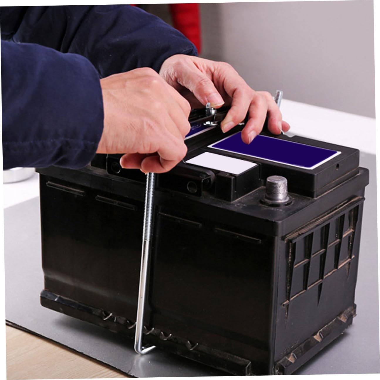 Fer Noir Support de Batterie de Voiture 1 Set, Fixation