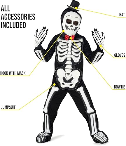 Miniatura 3 de Morph Disfraces  Disfraz de esqueleto que brilla en la oscuridad para niños  Disfraz de esqueleto para niño que brilla en la oscuridad  Disfraz de