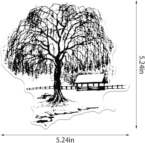 Miniatura 2 de Sellos transparentes de fondo de árbol de Navidad para hacer tarjetas, árbol de pájaro de invierno, sellos de goma transparente para diario de