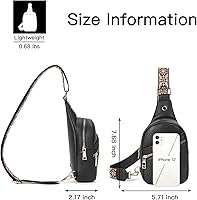 Vista 69 de Telena Bolso bandolera para mujer, bolso cruzado para mujer, cangurera de cuero vegano con correa ajustable