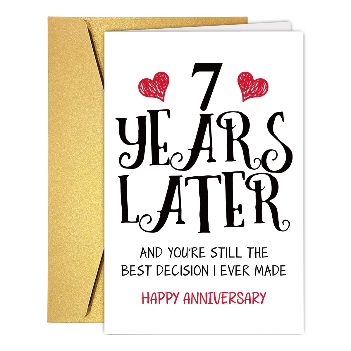 RUALOVE Romantic 7 Years Anniversary Card for Husband Wife, Sweet 7th Anniversary Presents, Idea Seven Years Wedding Cards Gift for Him Her, 7th