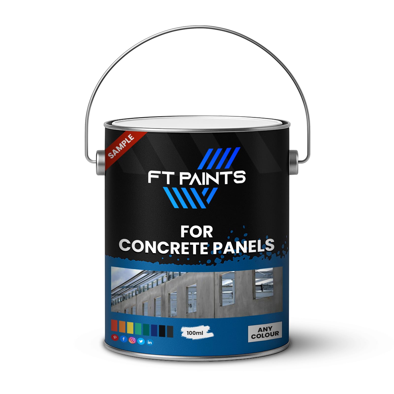 FabioT. FT Paints 100ml Sample 1K Acrylic Topcoat Matt Finish Paint for Concrete- RAL 9011-Graphite Black