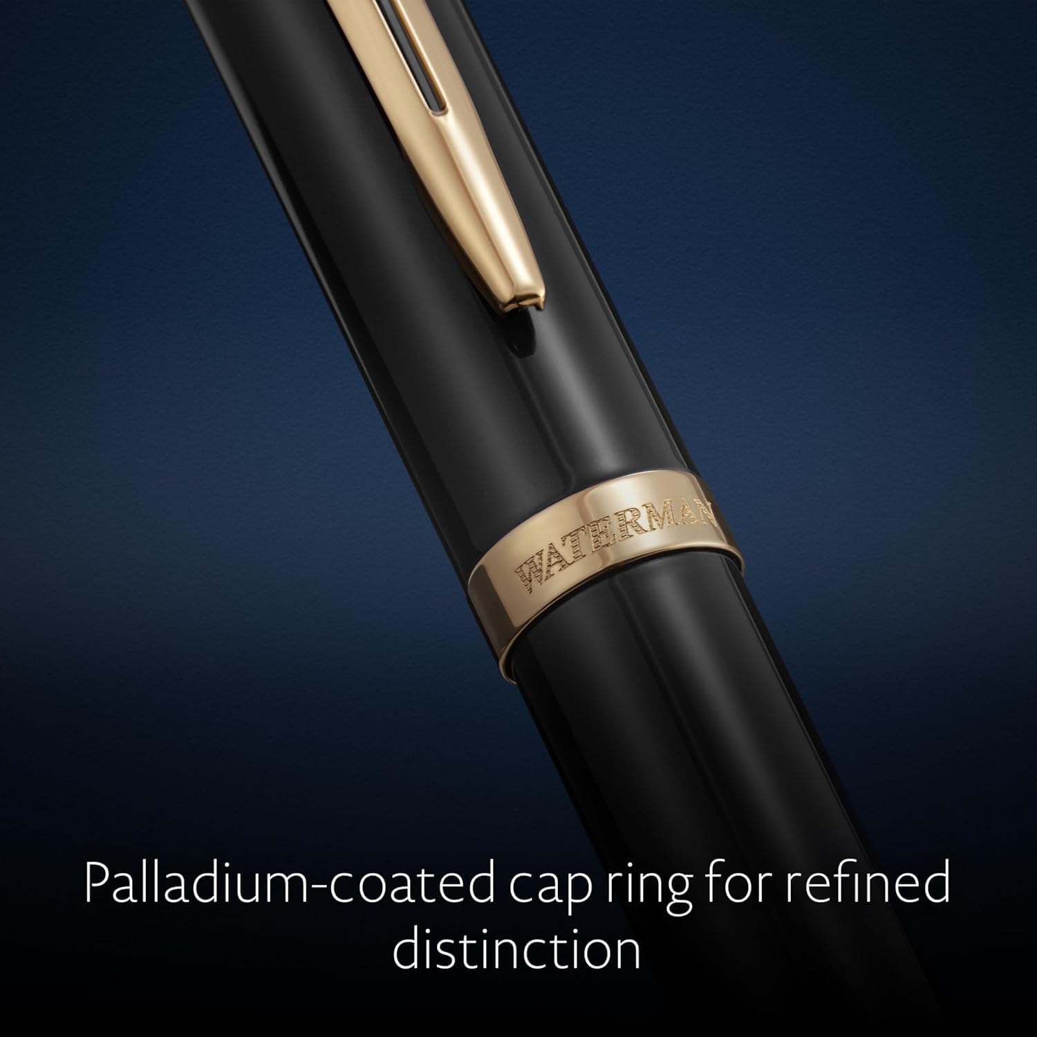 Waterman - Penna a sfera Impression con incisione – Strumento di scrittura di lusso personalizzabile – Elegante penna da regalo per donne e uomini, inchiostro blu (Black GT)