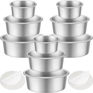 Mumufy 9 Pieces Round Cake Pans Aluminum Set Non Stick Small Cake Pans Sets Round Cheesecake Baking Tools for Home Party Baking Supplies(6 Inch, 8 Inch, 10 Inch)