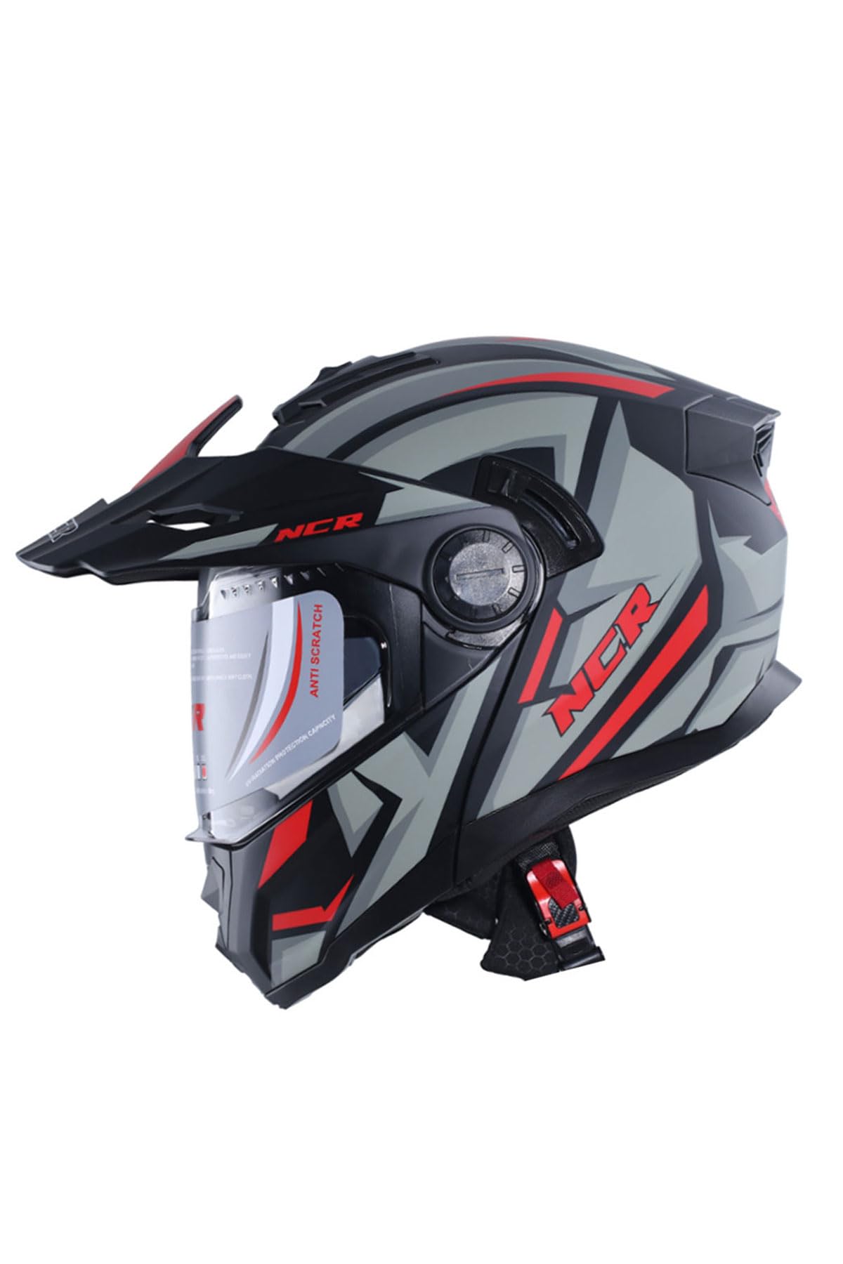 NCR X-Cross Çene Açılır Kask Kırmızı Grafik (ECE-22.06) (XL)