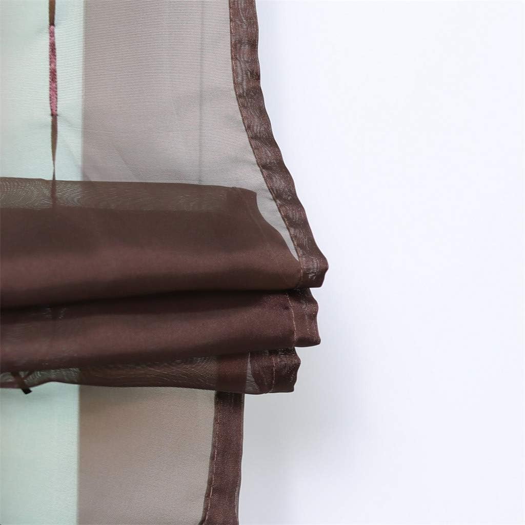 ESLIR Roman Blind with Tabs, Kitchen Curtains, Transparent Tab-Top Blind Curtains, Modern Voile Brown, W x H, 120 x 155 cm, Pack of 1 - Image 4
