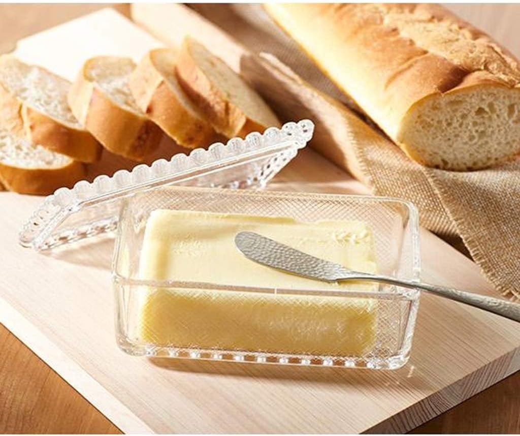 Butter Dishes Glass Clear Transparent Butter Dish With Lid Simple Flour Box Butter Storage Box Kitchen Refrigerator Freshness Box Butter Container