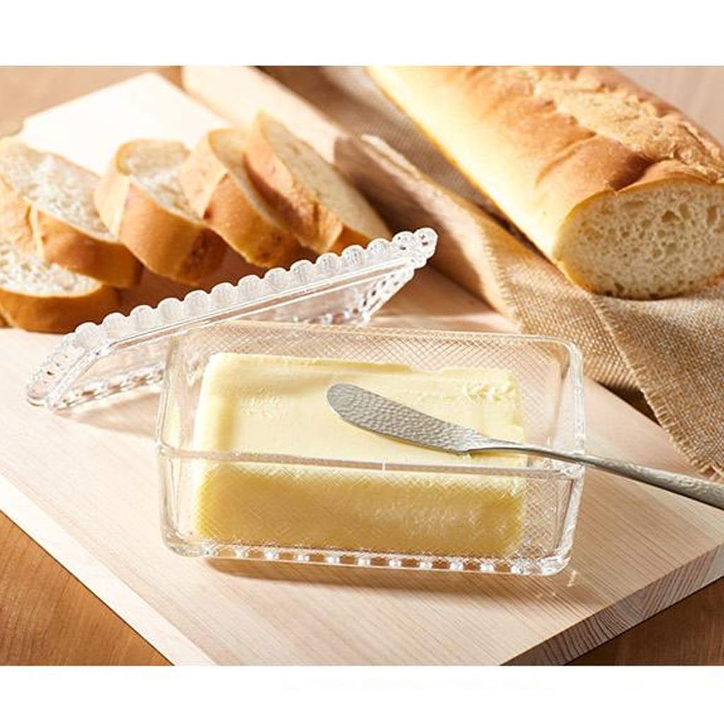 Butterdose Glas Klar Transparent Butterdose mit Deckel, Einfache Mehlbox Butter Aufbewahrungsbox Küche Kühlschrank Frischebox