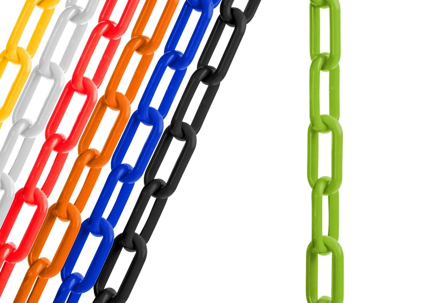 US Weight 2"x 25' Safety Green Plastic Chain with SunShield UV Resistant Technology - Durable Plastic Chain Links for Safety Chain Applications - Made in USA