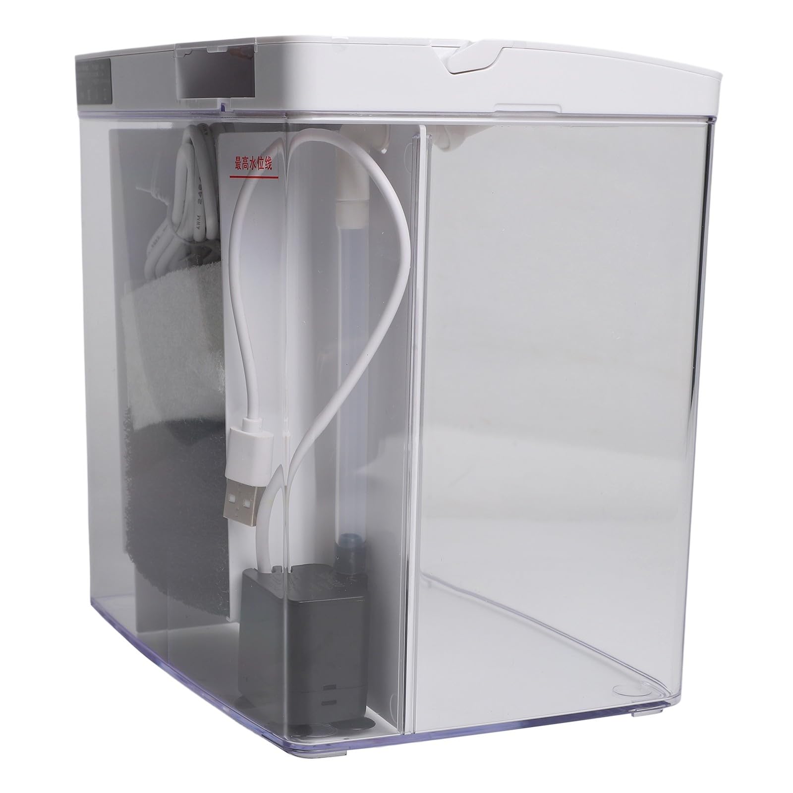 Acquario da tavolo per starter kit con filtro LED Betta Fish, piccolo pesce ecologico per serbatoio con filtrazione a 3 strati, pompa silenziosa, 20 x 20 x 14 cm, nero