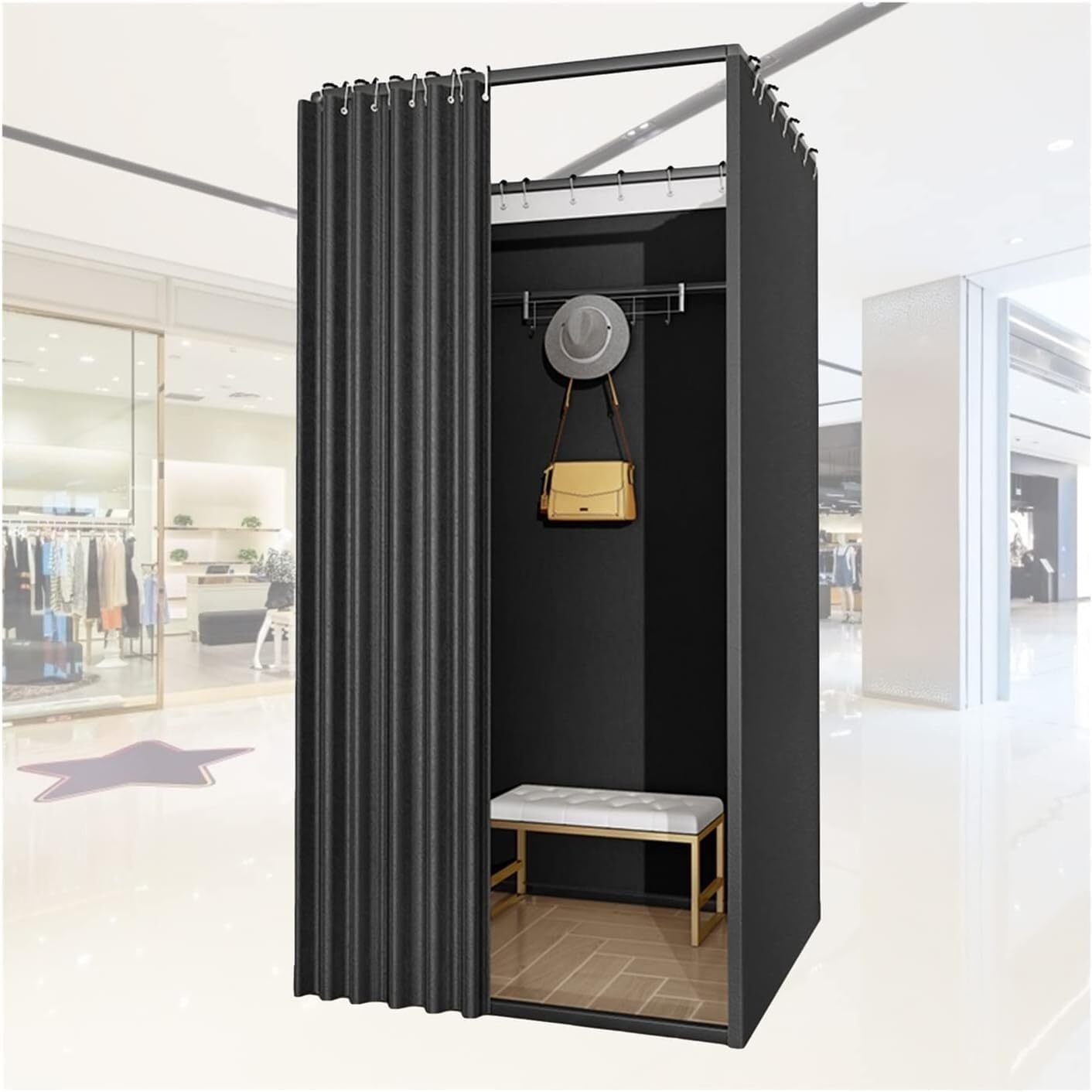 Privacy Partition with Metal Frame Fabric Sunshade Large Floor Standing Temporary Changing Room Suitable for Shops Offices 3 Sizes(80x80x200cm)