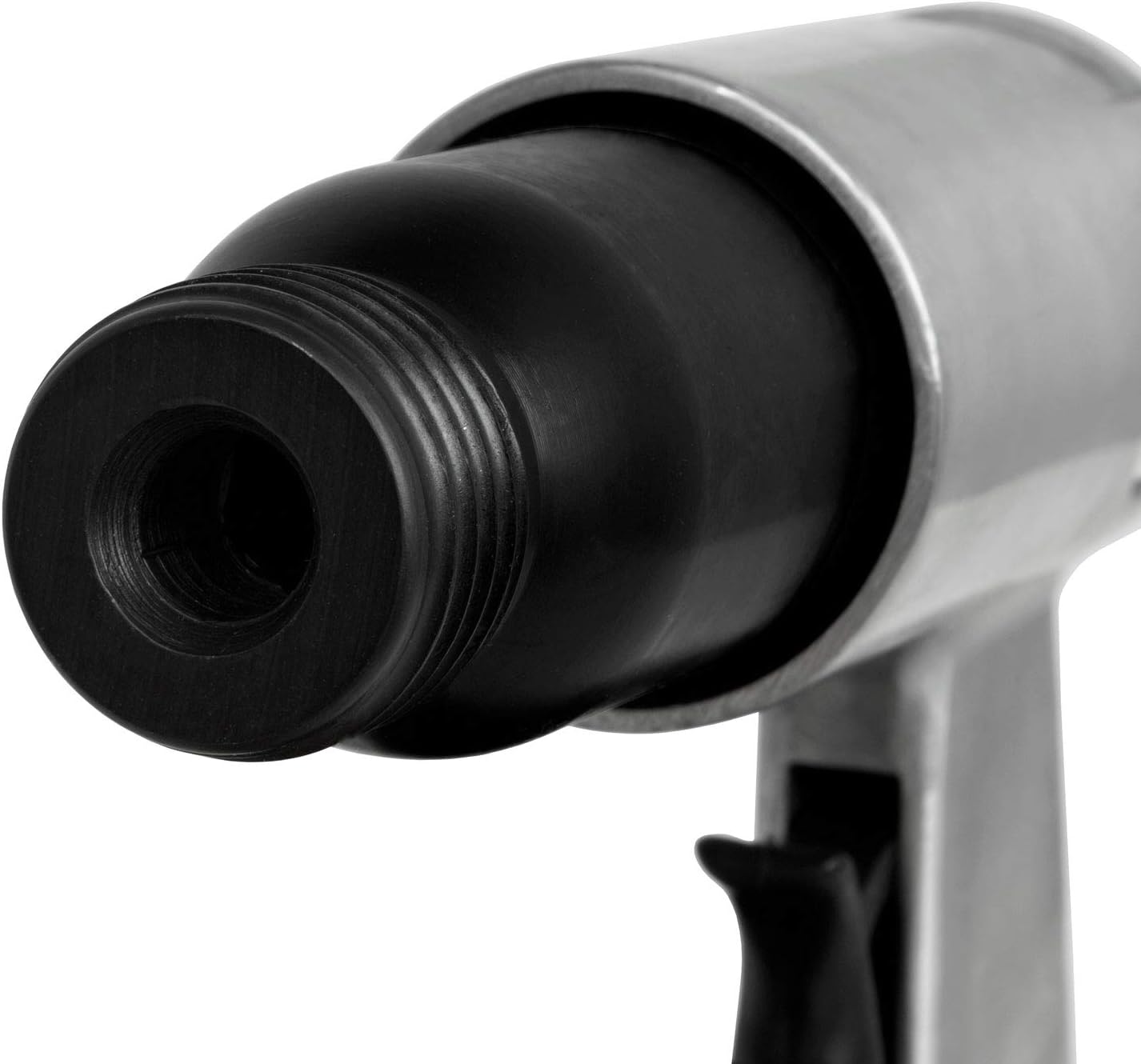 Close-up of the hammer's front end where the chisel is inserted