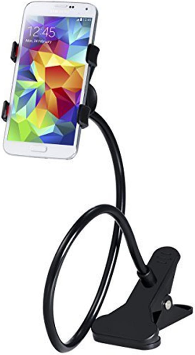 New Universal Long Arm Cell Phone Holder, 360° Rotating Flexible Clip Stand for All Mobile Phone, Lazy Bracket Black Fit on Desktop Bed for Office Bedroon Car