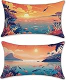 Kopfkissenbezug 40x80 Sonnenuntergang Kissenbezug 2er Set Fisch Rechteck Dekokissen Leinen Kissenhüllen Zierkissen Kissenhülle Kissen Deko Couchkissen Sofakissen, Home Decoration z-579