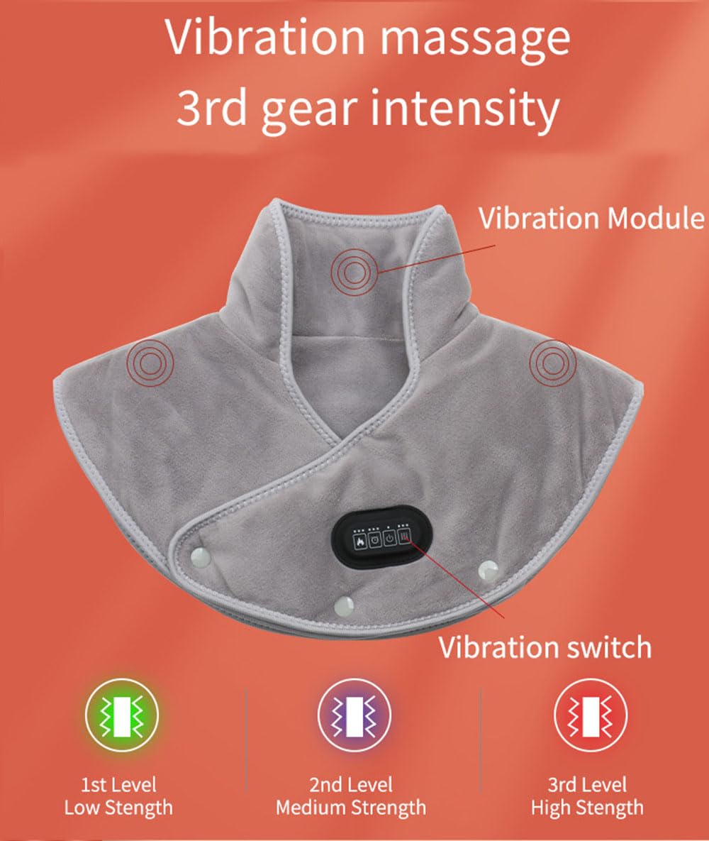 Almohadilla térmica para cuello y hombros con batería de 5000 mAh, 3 niveles de calefacción para hombro, cuello, espalda, alivio del dolor, almohadilla térmica para hombres, mujeres, personas mayores