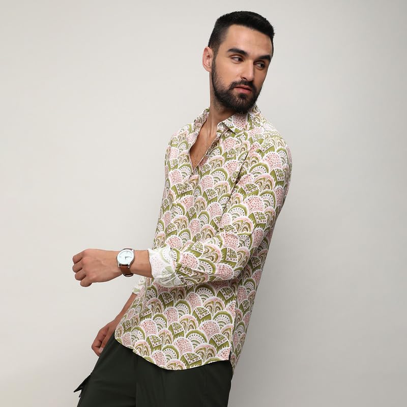 Image of CAHOOT Men's Shirt for Casual Wear | Spread Collar | Long Sleeve | Regular Fit | Button Closure | Shirts Crafted with Comfort Fit for Everyday Wear