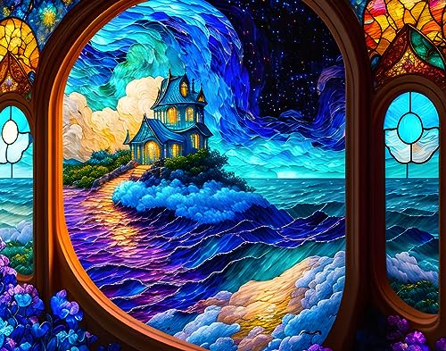 Affiche vitrail coloré Villa of the Clouds SERENDIPITP sans cadre