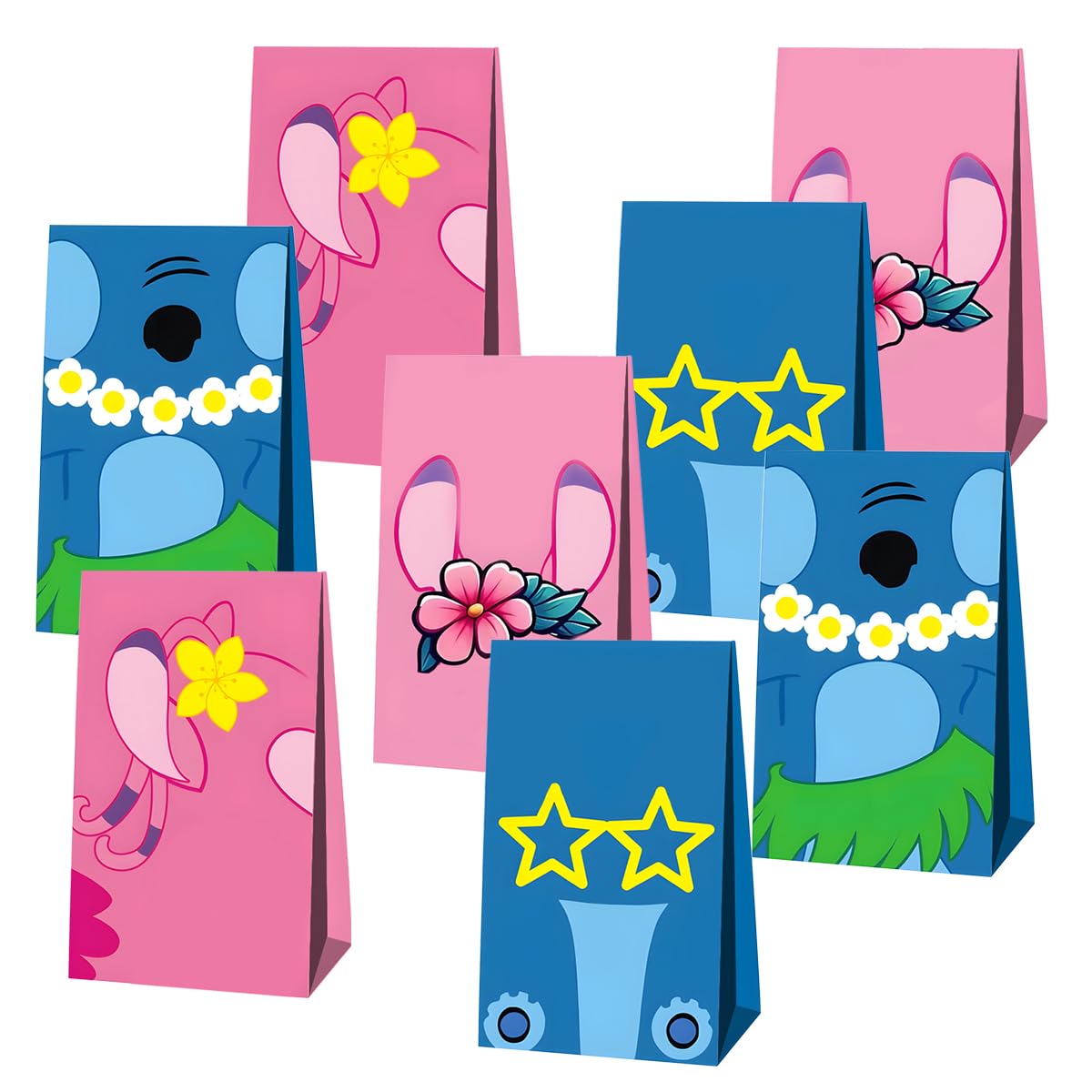 OUSHISS 12Pcs Birthday Favors Paper Bags, Hawaiian Party Decoration, Cartoon Animation Theme Party Decoration Supplies