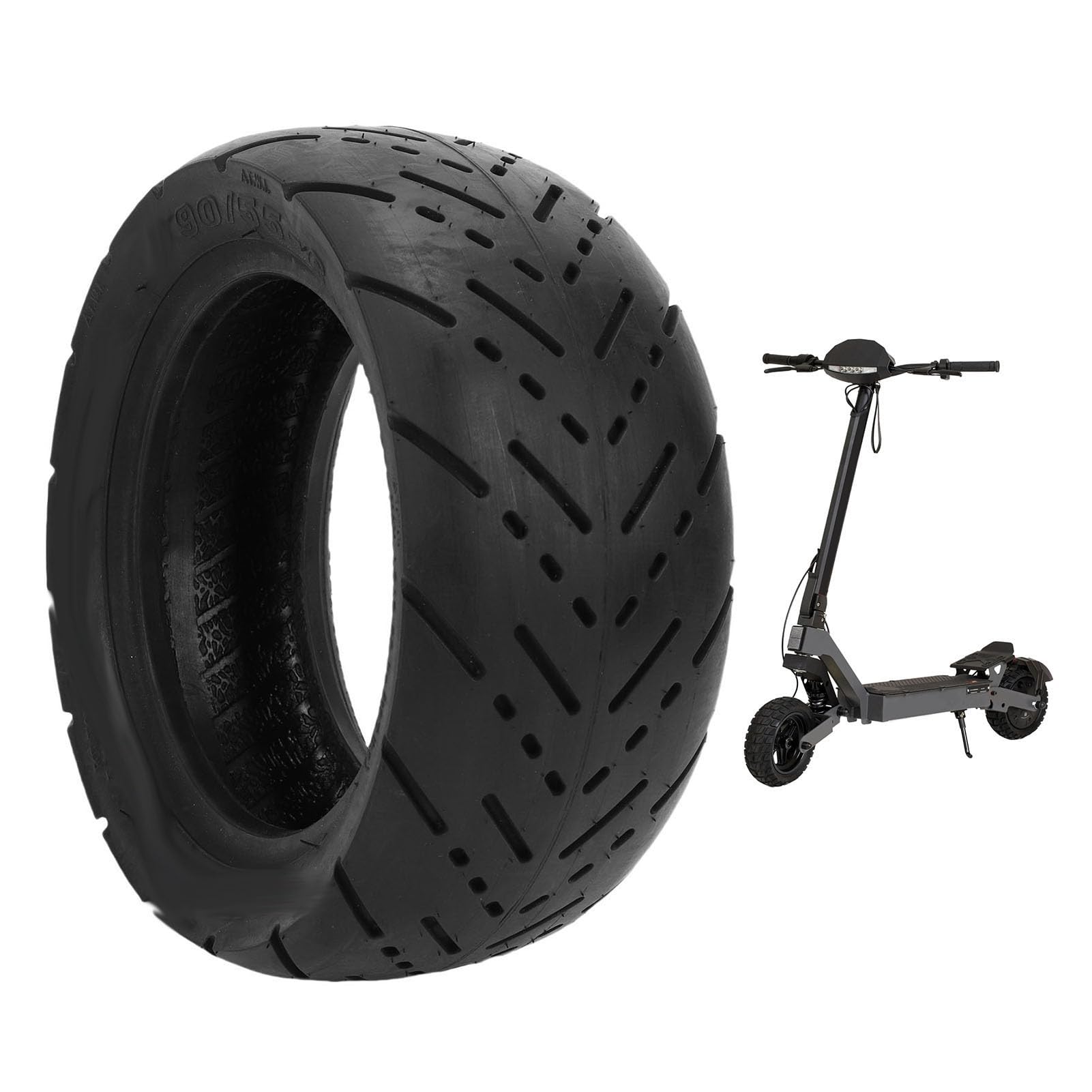 Yctze 10 Pouces 90/55-6 Tennessee Pneu sans Tube pour le Remplacement du Scooter électrique avec une Bande de Roulement Texturée à 4 Couches Toute la Saison Avant ou Arrière Pneu à (Pneu de la