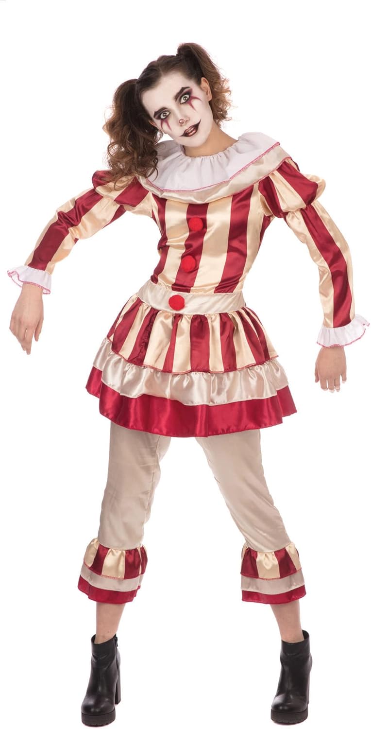 Bristol Novelty Clown Carnevil Women's Size S, Women, AF177S, Beige, Red, S Halloween