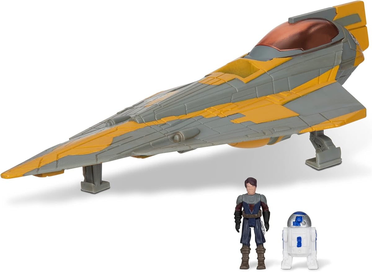Star Wars Micro Galaxy Squadron Anakin Skywalker's Jedi Starfighter - Vehículo clase Starfighter de 5 pulgadas con dos accesorios para microfiguras de 1 pulgada