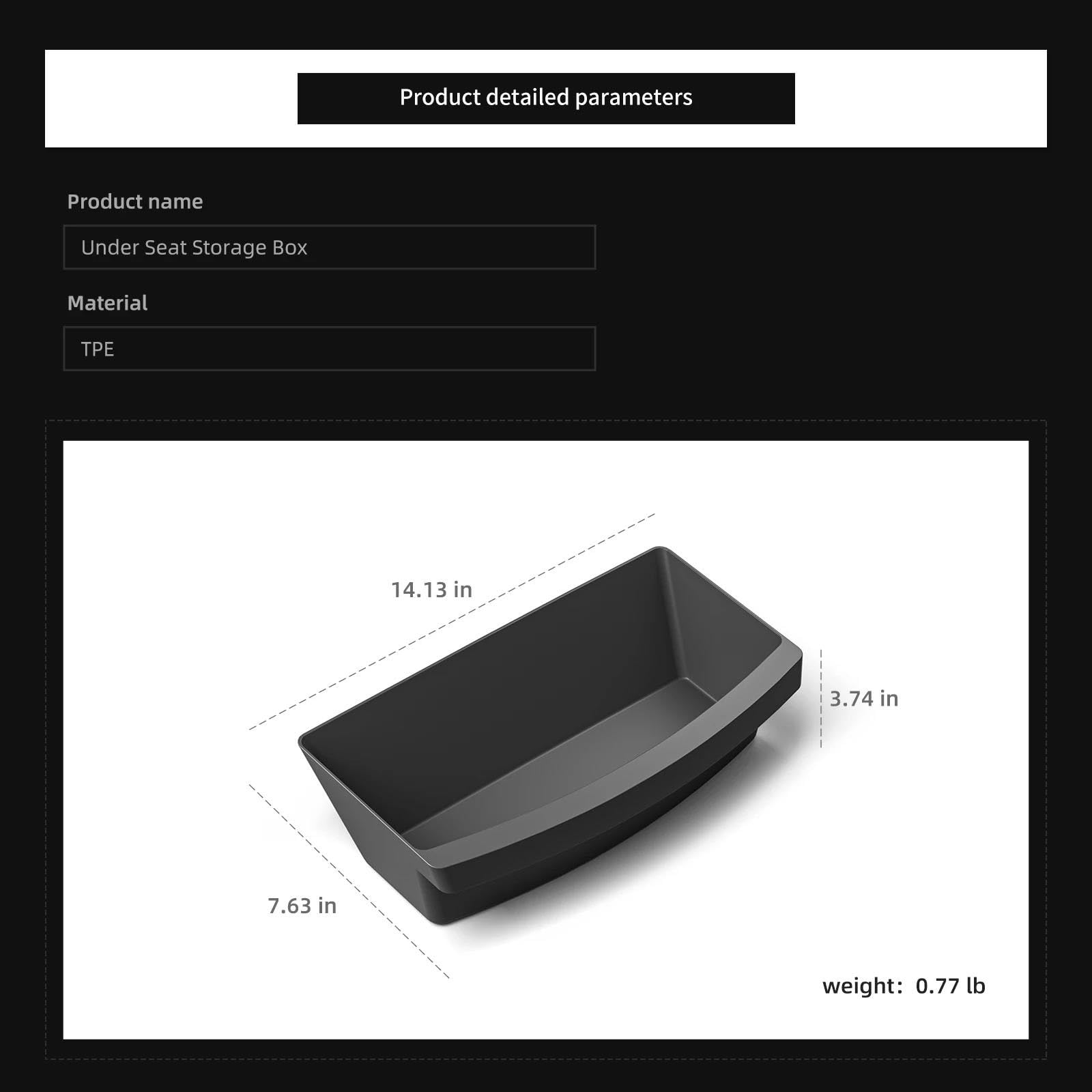 pudełko do przechowywania Dla Tesla Model Y Launch 2025 2026 Juniper Pod Siedzeniem Pudełko Przechowywania TPE Organizer Case Szuflada Akcesoria HIMIUSIKTC(25MY-1PC)