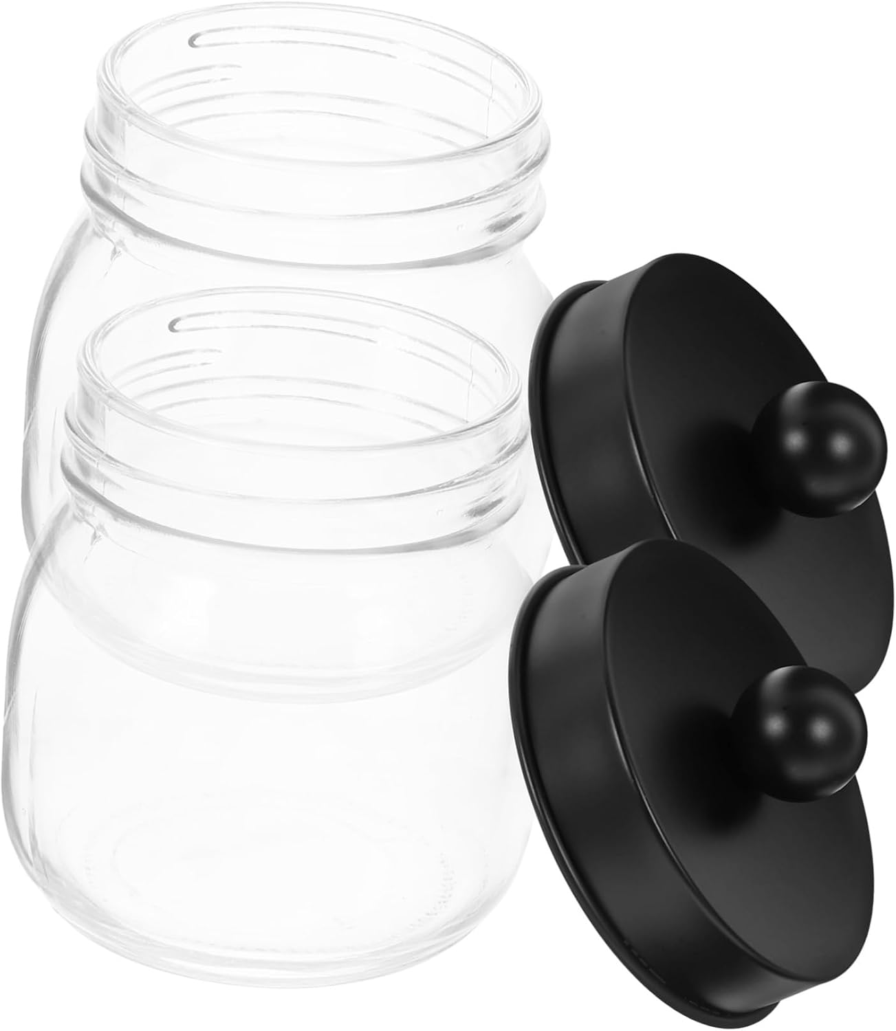 ULTECHNOVO 6pcs Bathroom Storage Organizers Toilet Top Organizer Glass Ball Holder Storage Jars Pad Dispenser