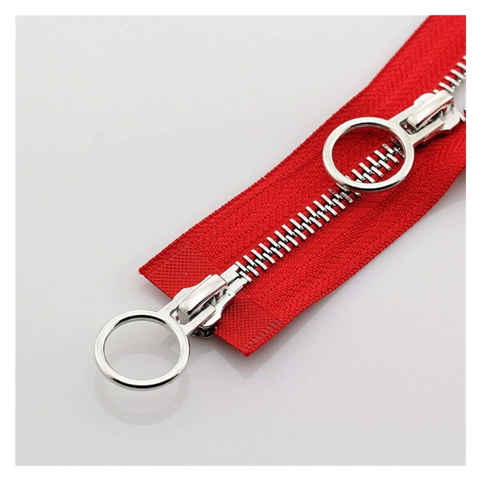dfEDRd Nylon Coil Zipper by The Yards, 1pc 5# Double Slider Open-end Zipper,O Ring Head Auto Lock Metal Zippers(Red,90cm)