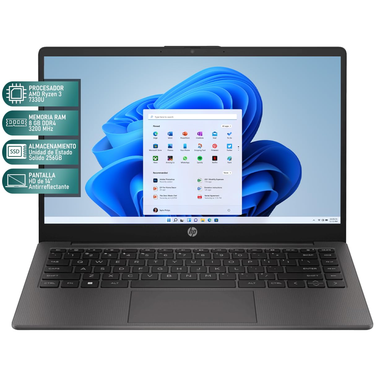 HP Laptop 245 G10 AMD Ryzen 3 7330U 8GB RAM 256GB SSD 14