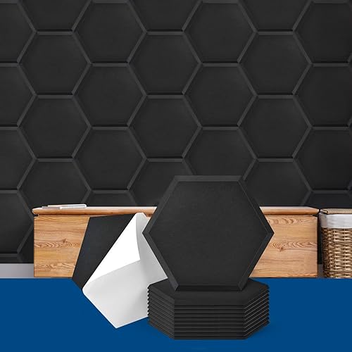 Miniatura 9 de Art3dwallpanels Paquete de 12 paneles acústicos autoadhesivos, paneles de pared insonorizados de 14 x 12 x 0.4 pulgadas, paneles de absorción de
