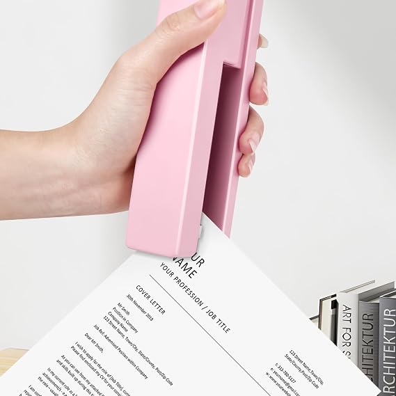 Stapler 25 Sheet Capacity with 830 Staples and Staple Remover, Pink Stapler