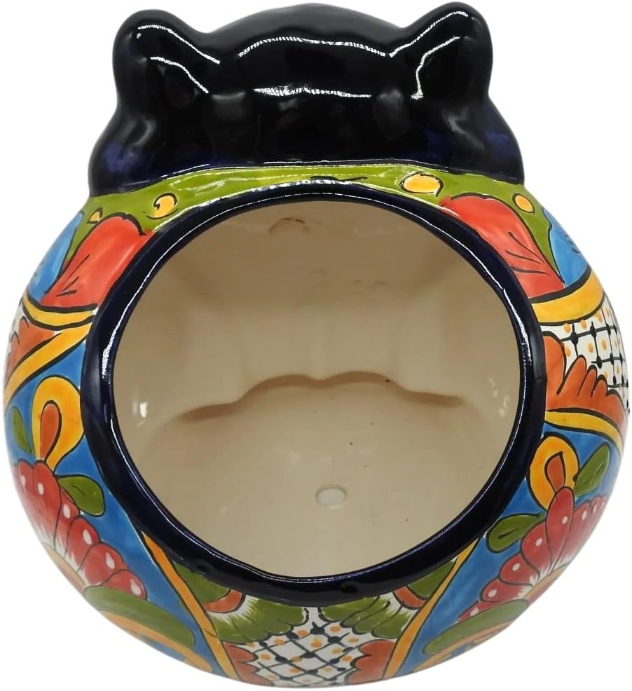 Talavera Pottery Store Fat Cat Planter Large Hand Painted Cat Indoor Outdoor Multi Colored Glazed