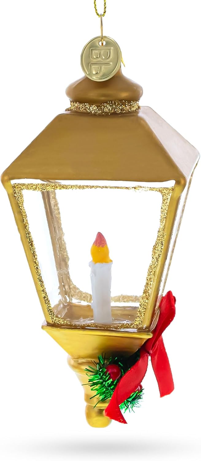 Golden Lantern Blown Glass Christmas Ornament - Image 2