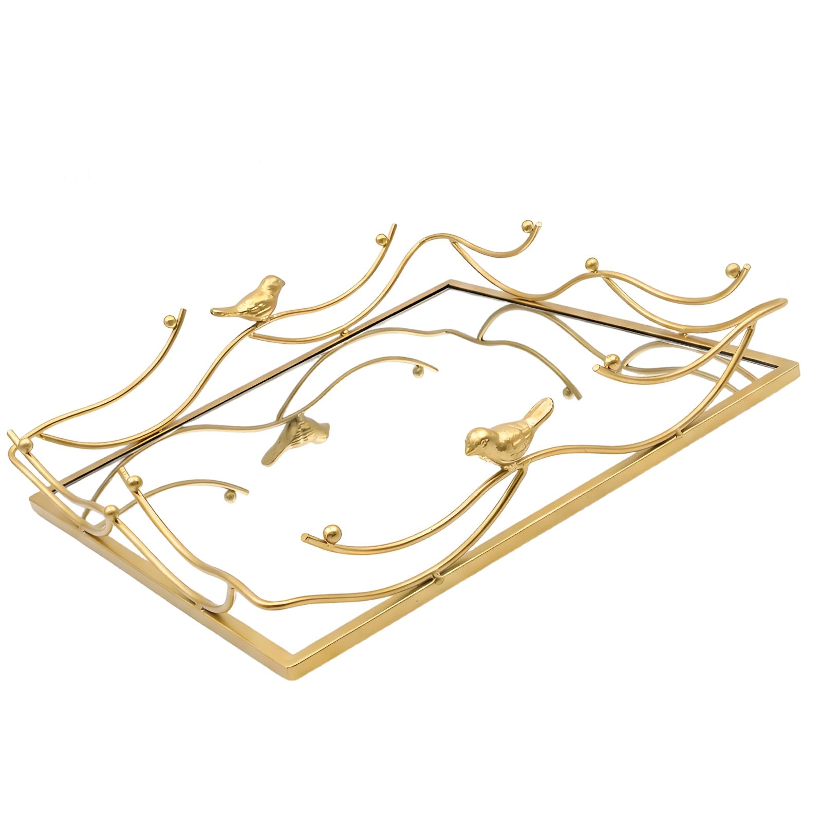 Metal Mirrored Tray for Cosmetic Perfumes Organizers Dresser Display Jewelry Holder Tray