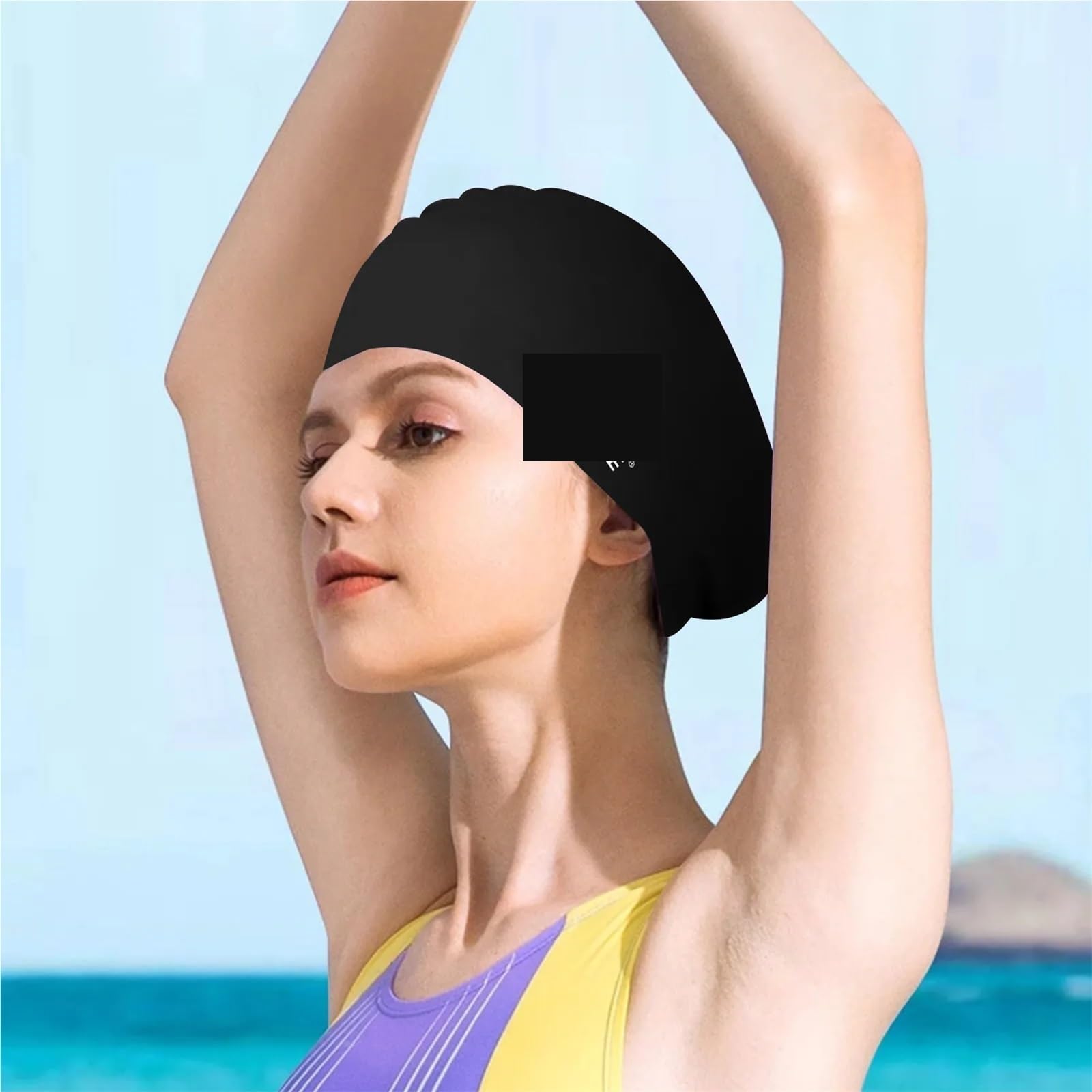 Gorro de natación Silicona for Mujer, Gorros for Pelo Largo, Impermeables, 2 uds para Uso En Piscinas