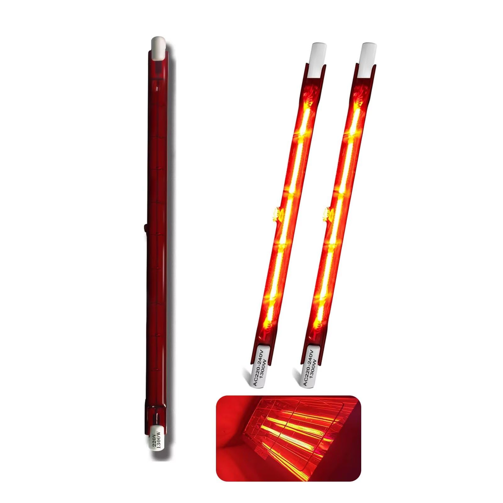 Infrared Heater Bulb 1300W, 254mm R7S Ruby Halogen Bulb Dimmable, Quartz Heating Light Bulbs, Patio Heating Lamp for Heatmaster U3 Heater, No Flicker, 1300lm, 220V Quartz Heat Infrared Bulbs, 3 Packs